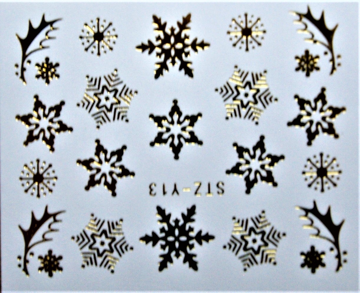 Naklejki świąteczne- gwiazdki, gwiazdy, renifery, choinki i Mikołaje - złoty