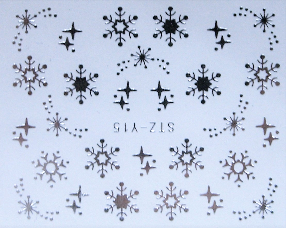 Naklejki świąteczne- gwiazdki, gwiazdy, renifery, choinki i Mikołaje - srebrny