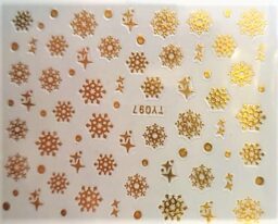 Naklejki świąteczne- gwiazdki, gwiazdy, renifery, choinki i Mikołaje – złote