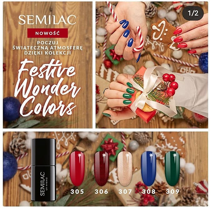 SEMILAC LAKIER HYBRYDOWY 7ml 309 PINE GREEN - obrazek 5