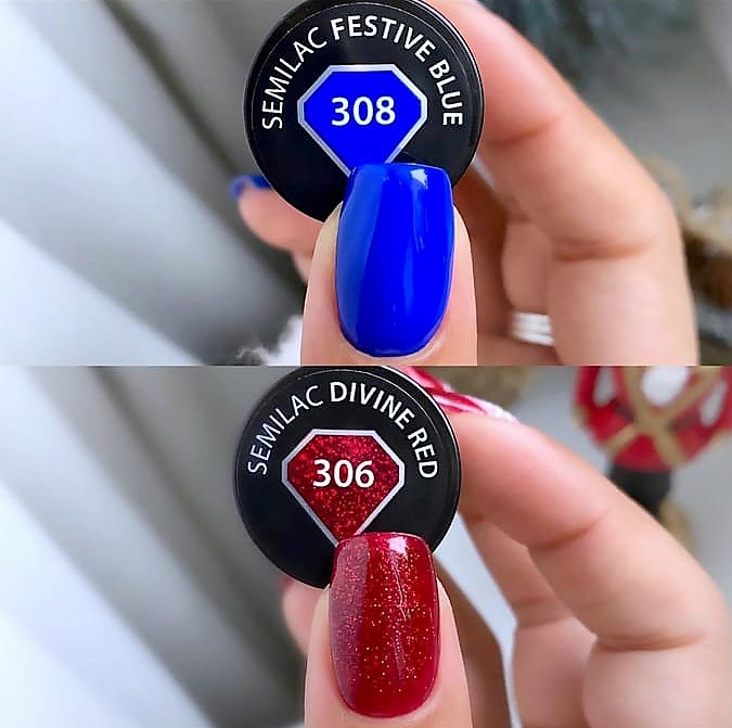 SEMILAC LAKIER HYBRYDOWY 7ml 308 FESTIVE BLUE - obrazek 3