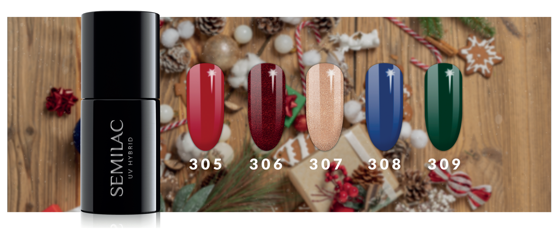 SEMILAC LAKIER HYBRYDOWY 7ml 308 FESTIVE BLUE - obrazek 2