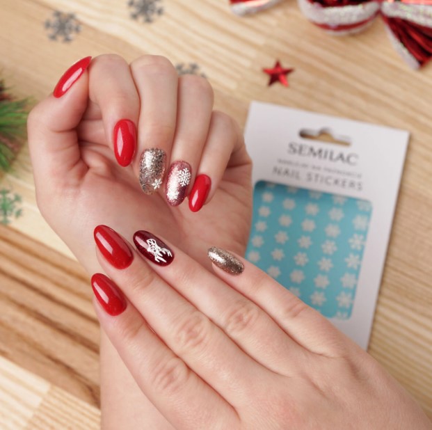 02 Semilac Snow Figures 3D Nails Stickers Naklejki wodne białe święta, zima - obrazek 3