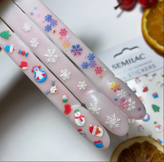 04 Semilac Xmas theme 3D Nails Stickers Naklejki wodne święta, zima - obrazek 2