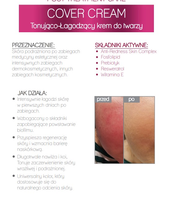 TONUJĄCO ŁAGODZĄCY KREM DO TWARZY SPF 50 POST TREATMENT CARE 50ml - obrazek 2