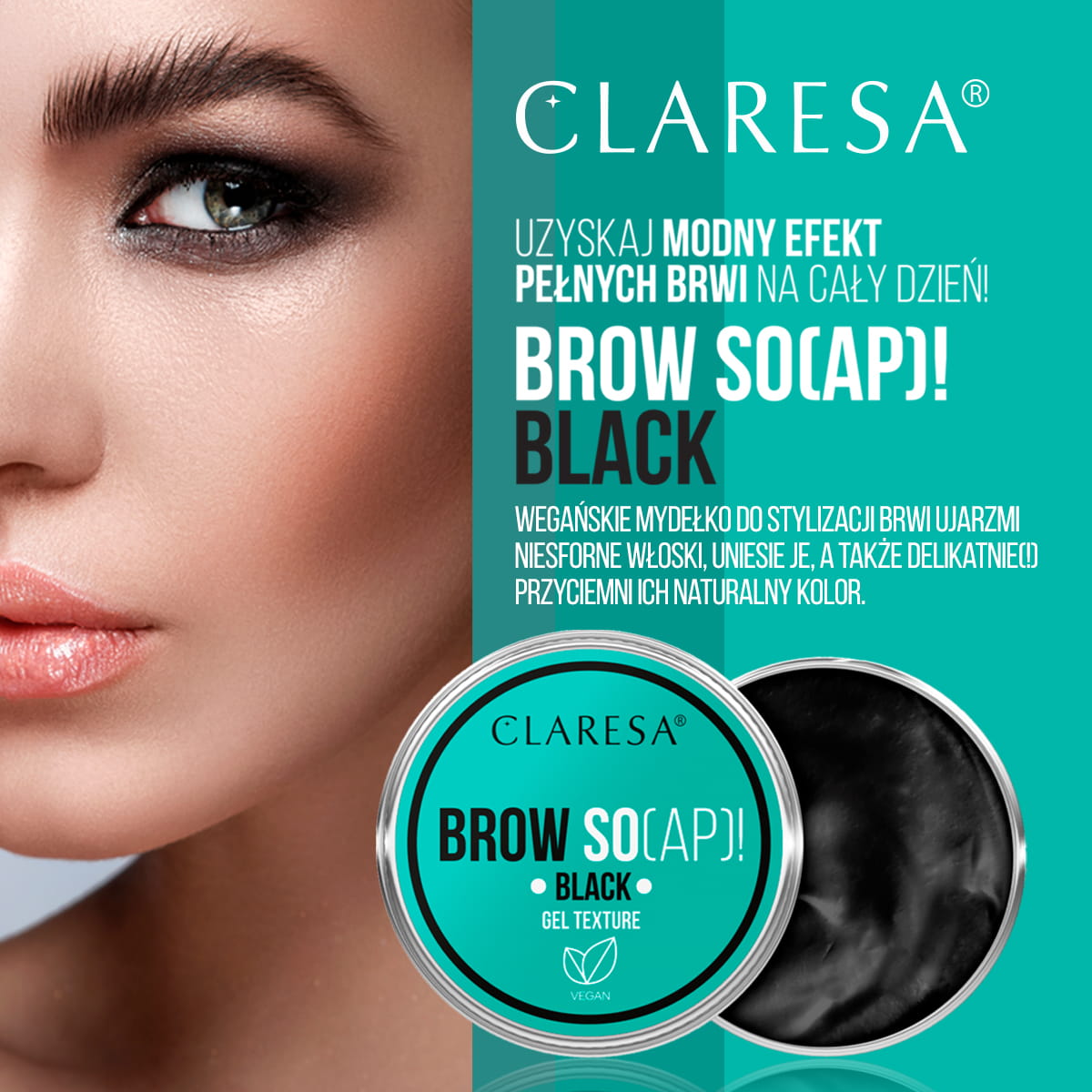 CLARESA MYDŁO DO BRWI BROW SO(AP)! CZARNY BLACH 30ml - obrazek 3