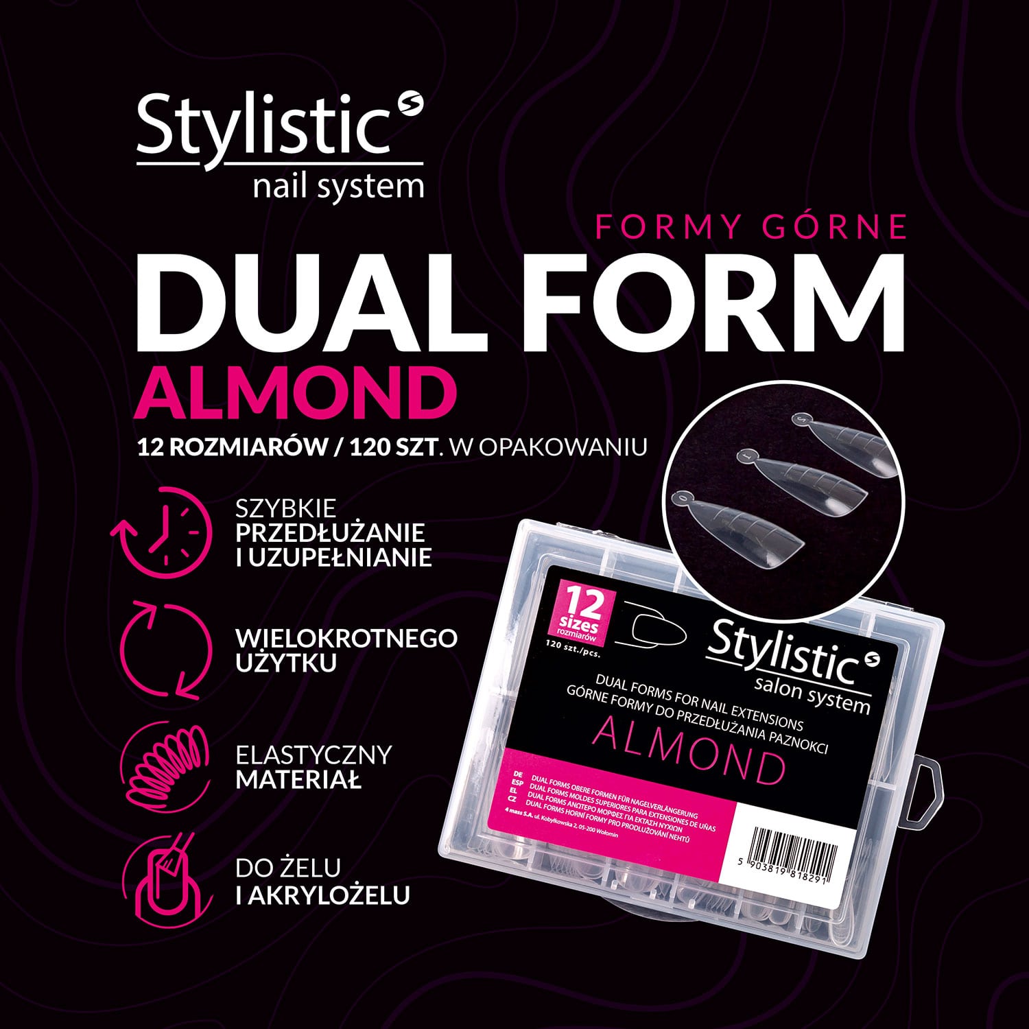 STYLISTIC FORMY DUAL FORM 120szt ALMOND formy górne migdał - obrazek 3