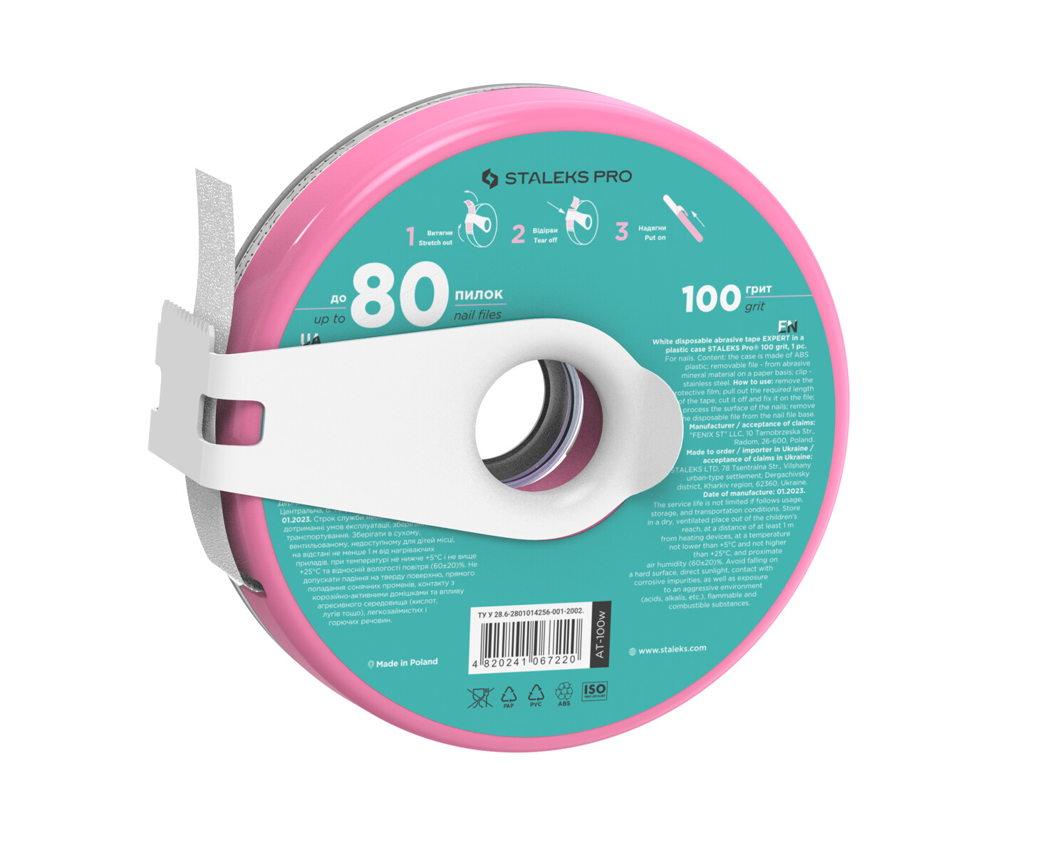 STALEKS BOBBINAIL SAMOPRZYLEPNA TAŚMA ŚCIERNA #100 pączek z klipsem - obrazek 2