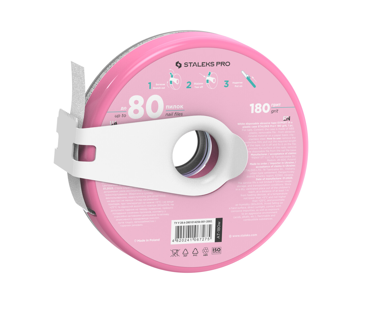 STALEKS BOBBINAIL SAMOPRZYLEPNA TAŚMA ŚCIERNA #180 pączek z klipsem - obrazek 2