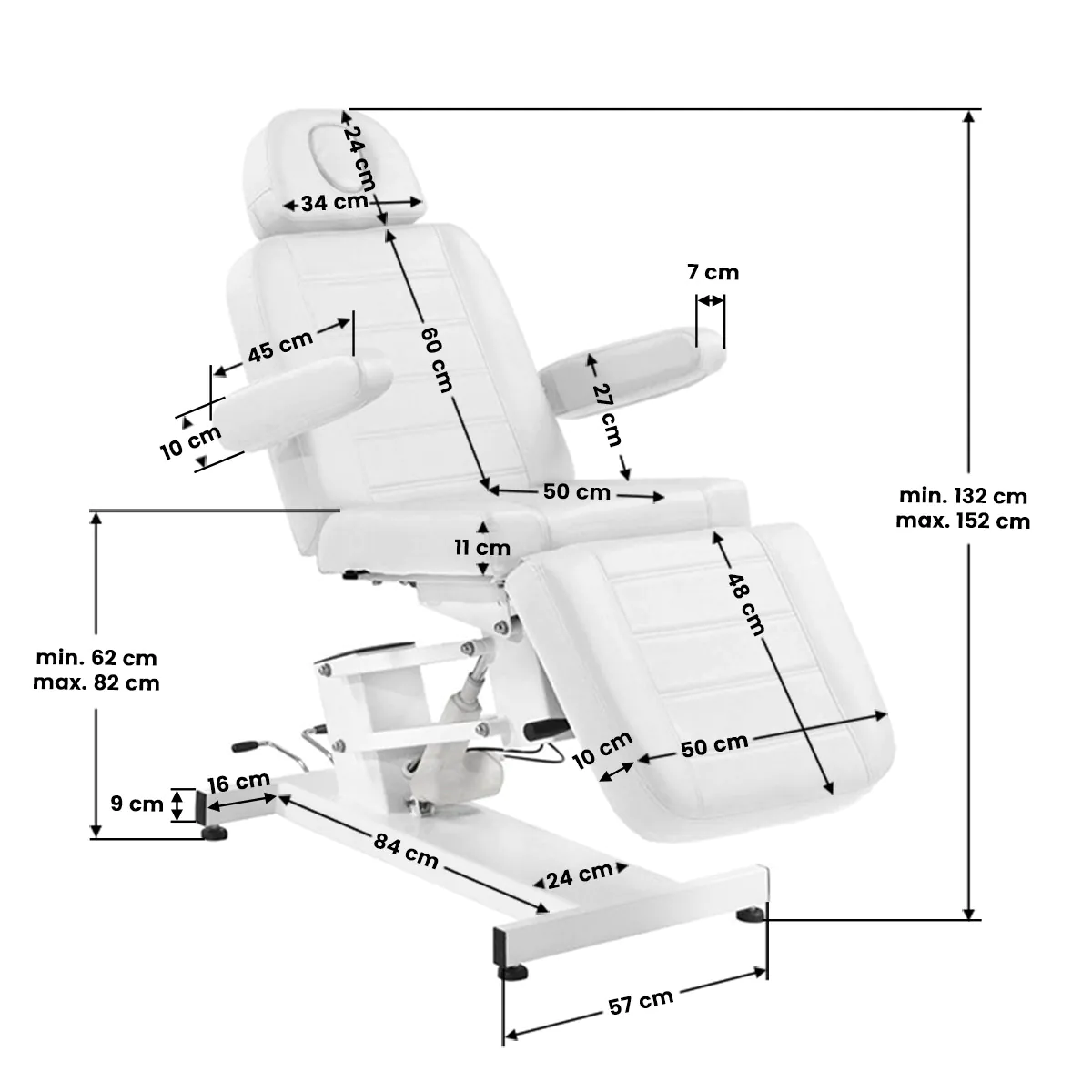 ACTIV FOTEL KOSMETYCZNY ELEKTRYCZNY Azzurro 705 1 silnik biały 109098 - obrazek 15