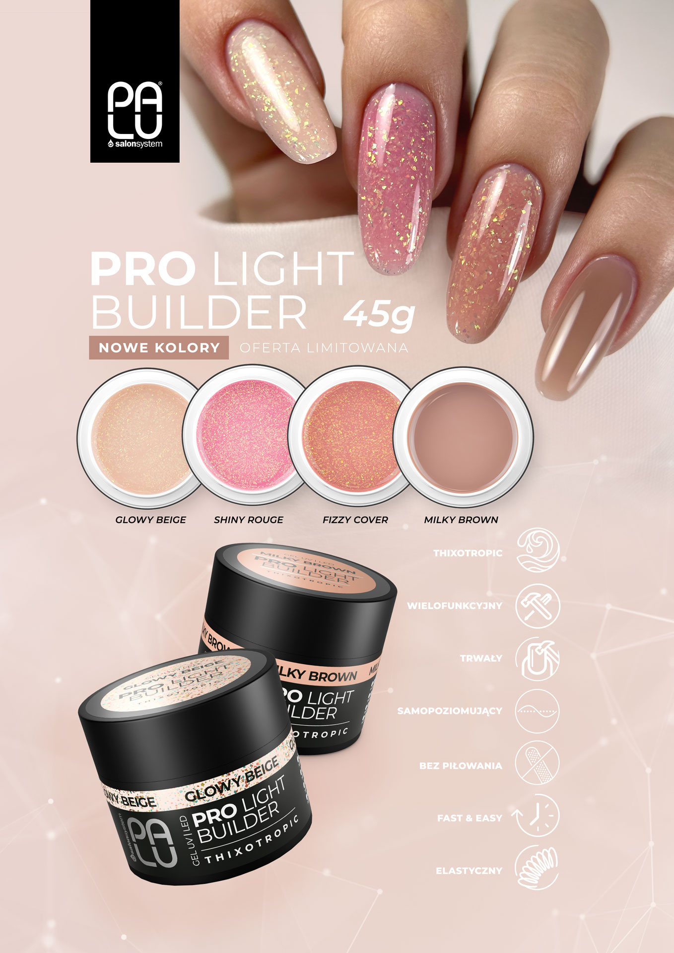 PALU BUILDER GEL PRO LIGHT FIZZY COVER 45g gęsty, jednofazowy - obrazek 4
