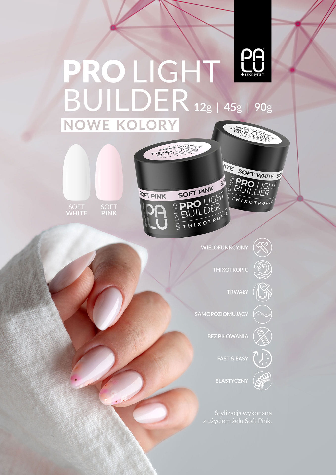 PALU BUILDER GEL PRO LIGHT SOFT PINK 90g gęsty, jednofazowy - obrazek 3