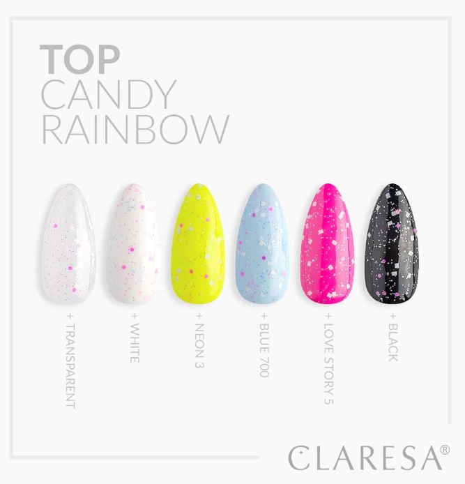 CLARESA LAKIER HYBRYDOWY TOP NO WIPE RAINBOW 5g - obrazek 3