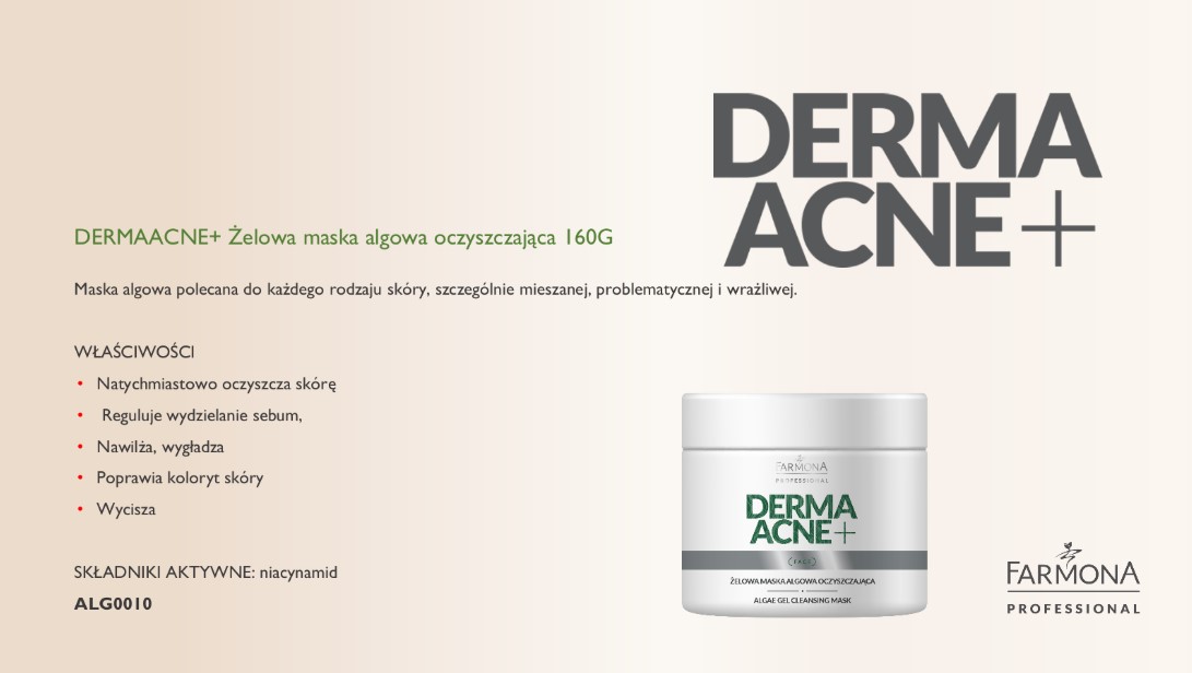 DERMA ACNE+ ŻELOWA MASKA ALGOWA OCZYSZCZAJĄCA 160g - obrazek 2