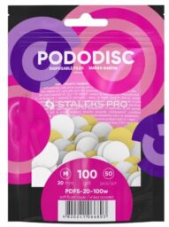 STALEKS Białe wymienne nakładki na miękiej bazie do PODODISC PRO M, gradacja 100 (50 szt.) PDFS-20-100w