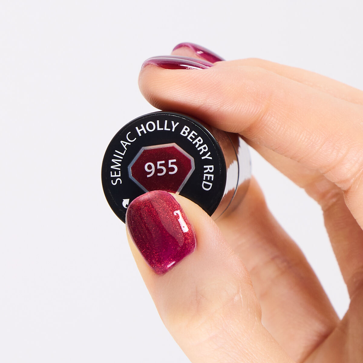 SEMILAC LAKIER HYBRYDOWY 7ml 955 HOLLY BERRY RED - obrazek 3