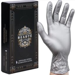 BEAUTE LUXE RĘKAWICZKI NITRYLOWE SILVER 50szt S