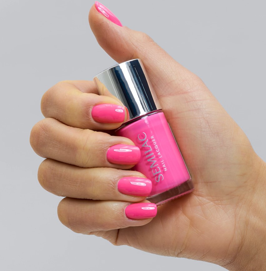 SEMILAC LAKIER KLASYCZNY NAIL LACQUER 9ml 119 NEON PINK - obrazek 2