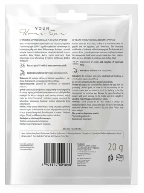 4866 MASKA W PŁACIE LIFTINGUJĄCO-NAPINAJĄCA SNAP-8 PEPTIDE 20g - obrazek 2