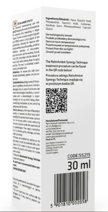 55215 RETIN-AMBRE SYNERGY KWAS GLIKOLOWY 15% KWAS BURSZTYNOWY 2% 30ml - obrazek 3