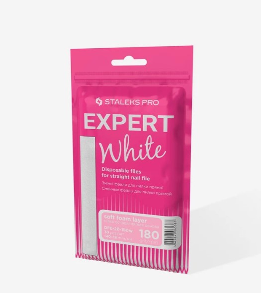 STALEKS WYMIENNE BIAŁE PILNIKI NA BAZIE MIĘKKIEJ DO PILNIA PROSTEGO EXPERT 20 #180 GRIT (30 SZT) - obrazek 3