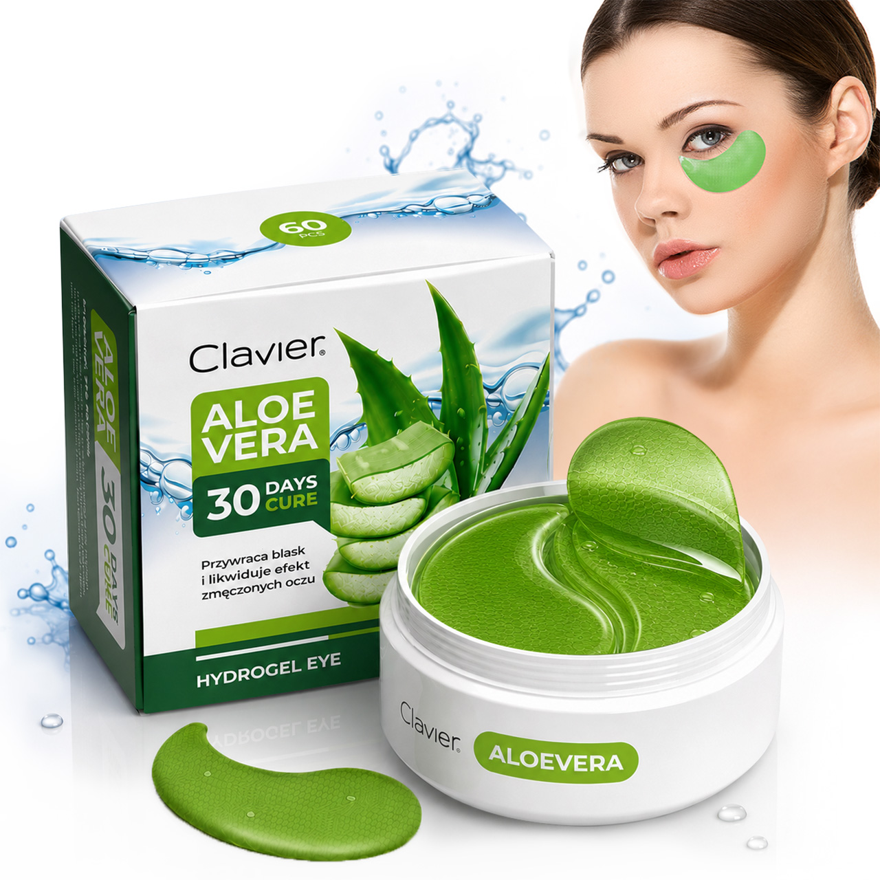 CLAVIER PŁATKI POD OCZY HYDROŻELOWE ALOE VERA, 60szt. - obrazek 2
