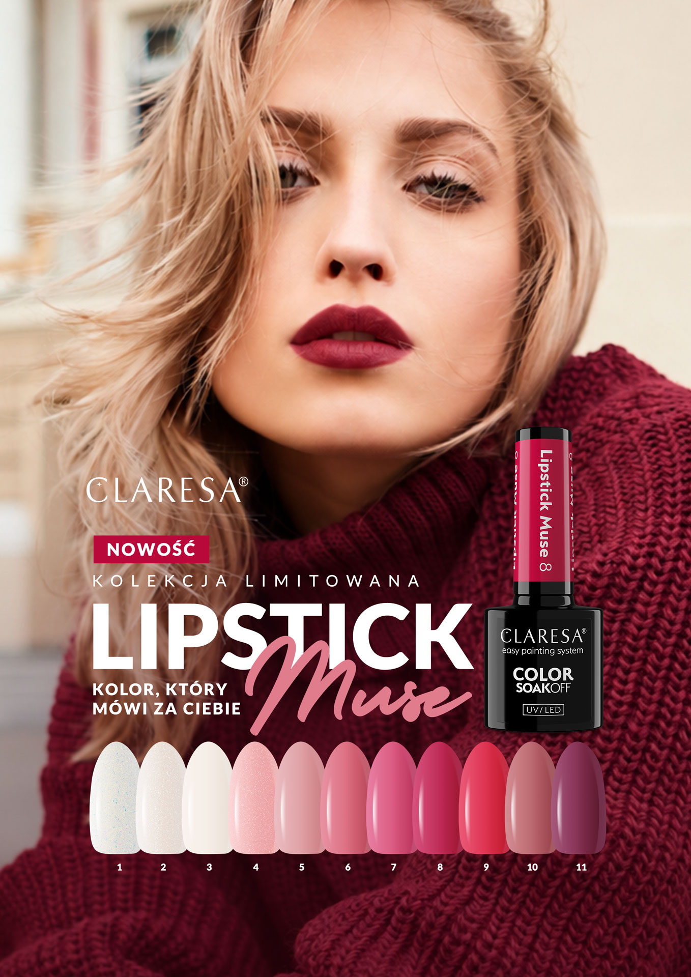 CLARESA LAKIER HYBRYDOWY 5g LIPSTIC MUSE 1 - obrazek 4